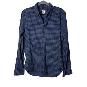 Bridge & Burn original slim men grey navy 100% cotton flannel button down shirt